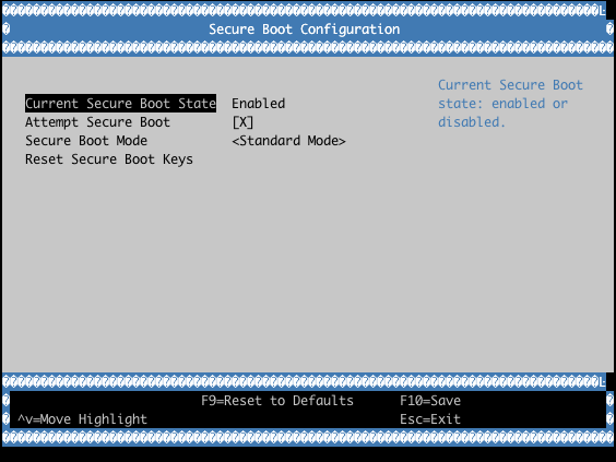 UEFI Secure Boot Configuration Final Screen