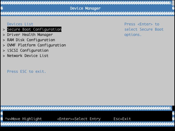 UEFI Device Manager Screen