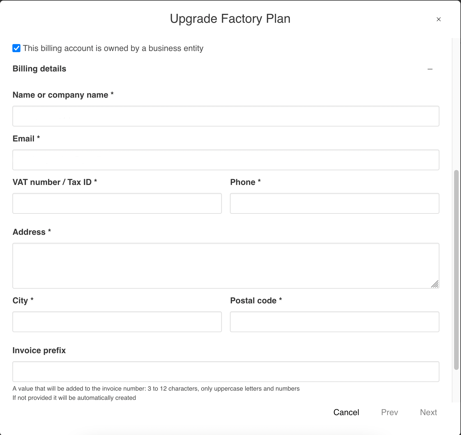 add billing details for upgrading plan